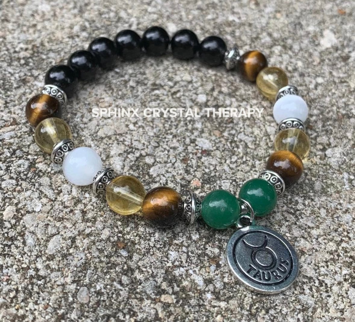 Taurus Energy - Zodiac Horoscope " The Determined Taurus " April May Birthday - Crystal Healing Astrology Bracelet - Real Quality Gemstones