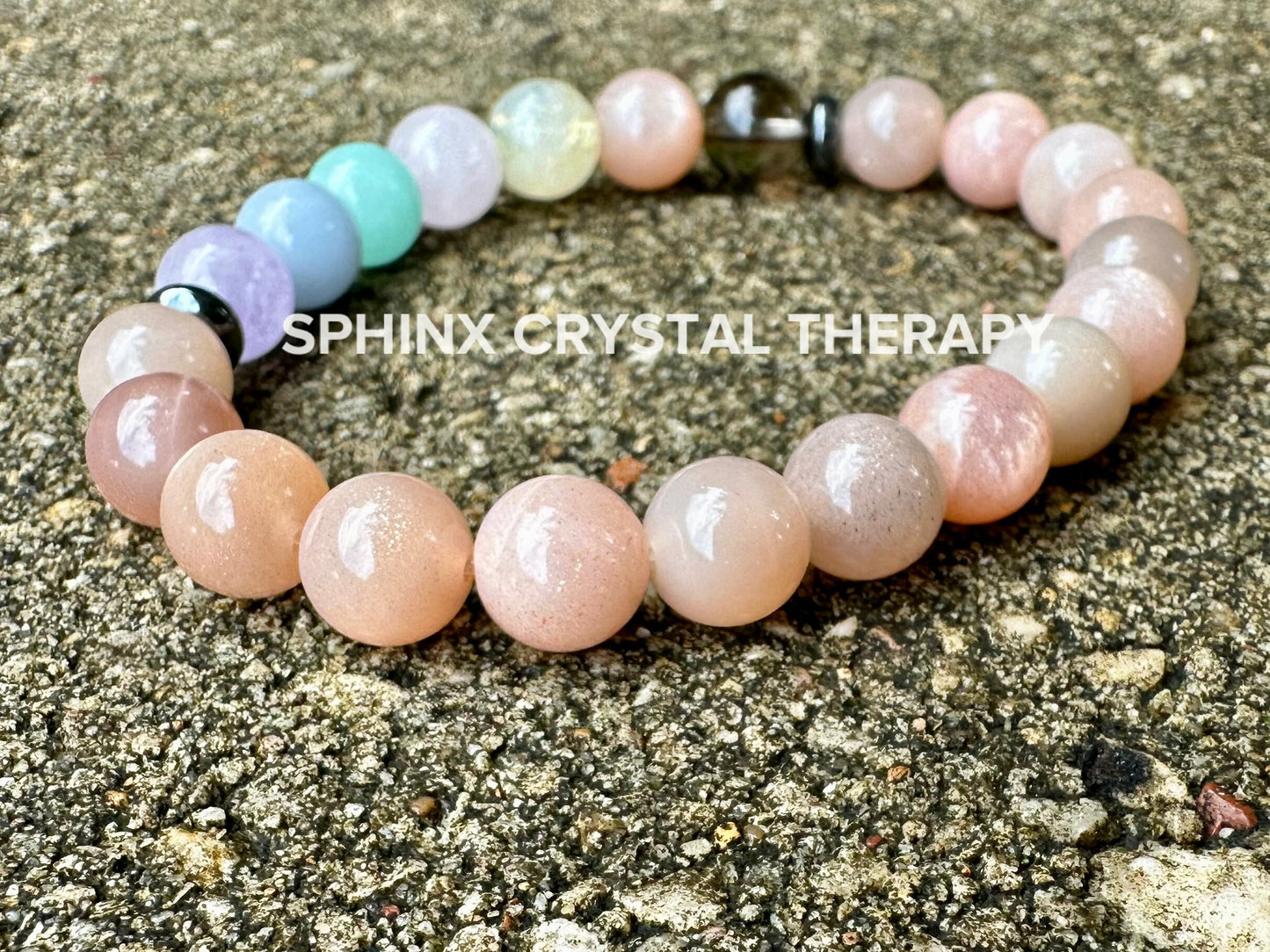 8mm Stress Relief & Anxiety Support - PASTEL Chakra Stones - AAA Peach Moonstone - Peaceful Energy - Crystal Healing Gemstone Bracelet