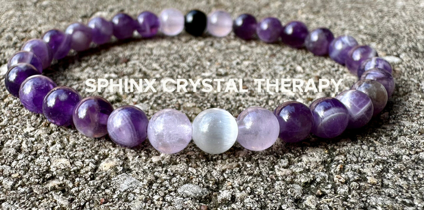 Clearing Negativity Purify Light Shield Protection " Aura Cleansing " Amethyst Crystal Healing Gemstone Bracelet