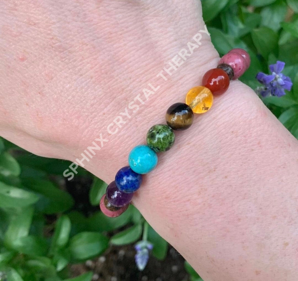 Chakra Balance - Self Love & Confidence Compassion - Spiritual Growth - Emotional Healing - Rhodonite Bronzite Quality Gemstone Bracelet