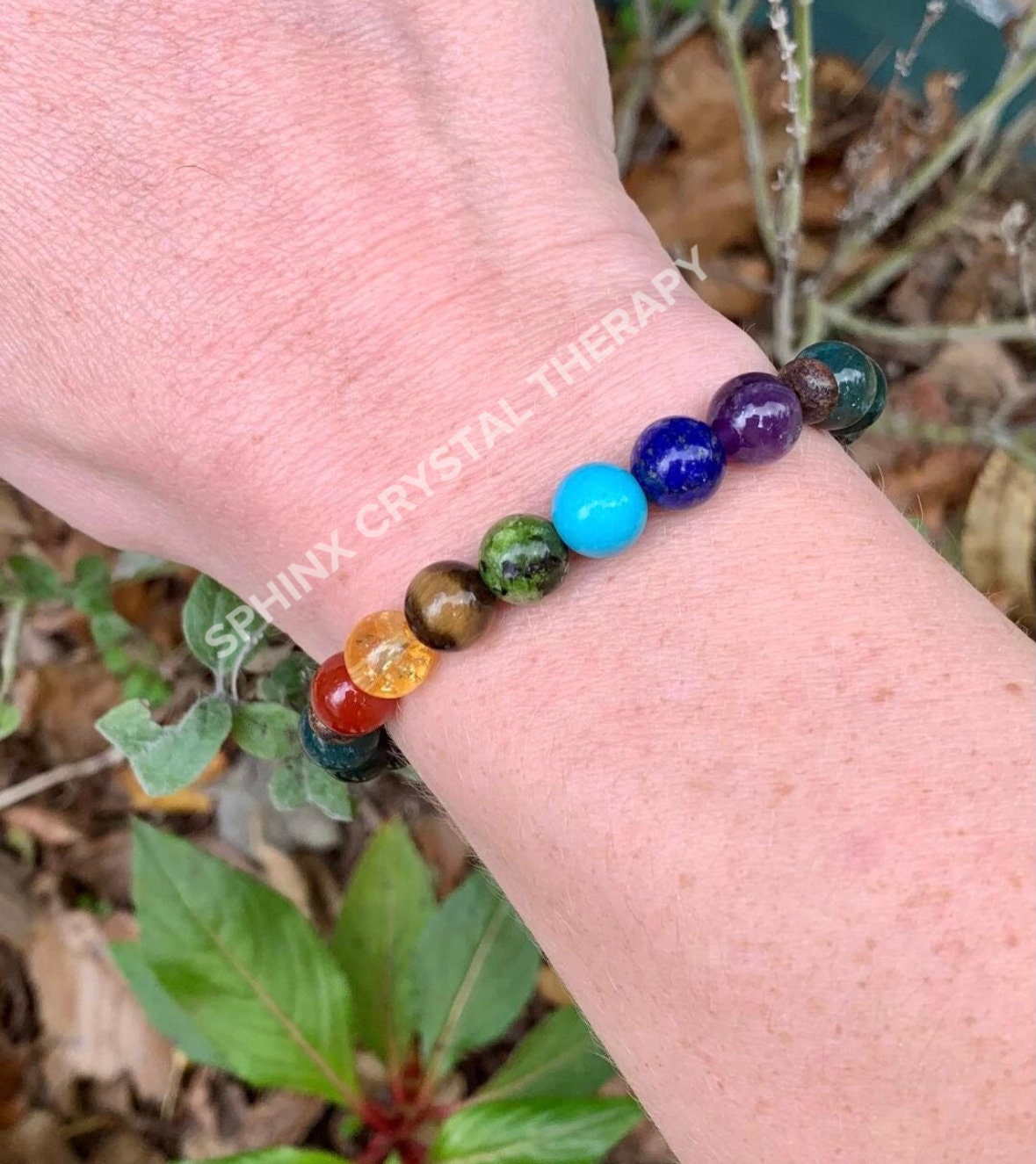 Concentration & Confidence - Chakra Balance - Stress Relief and Grounding - Crystal Healing Gemstones - Moss Agate Bronzite Energy Bracelet