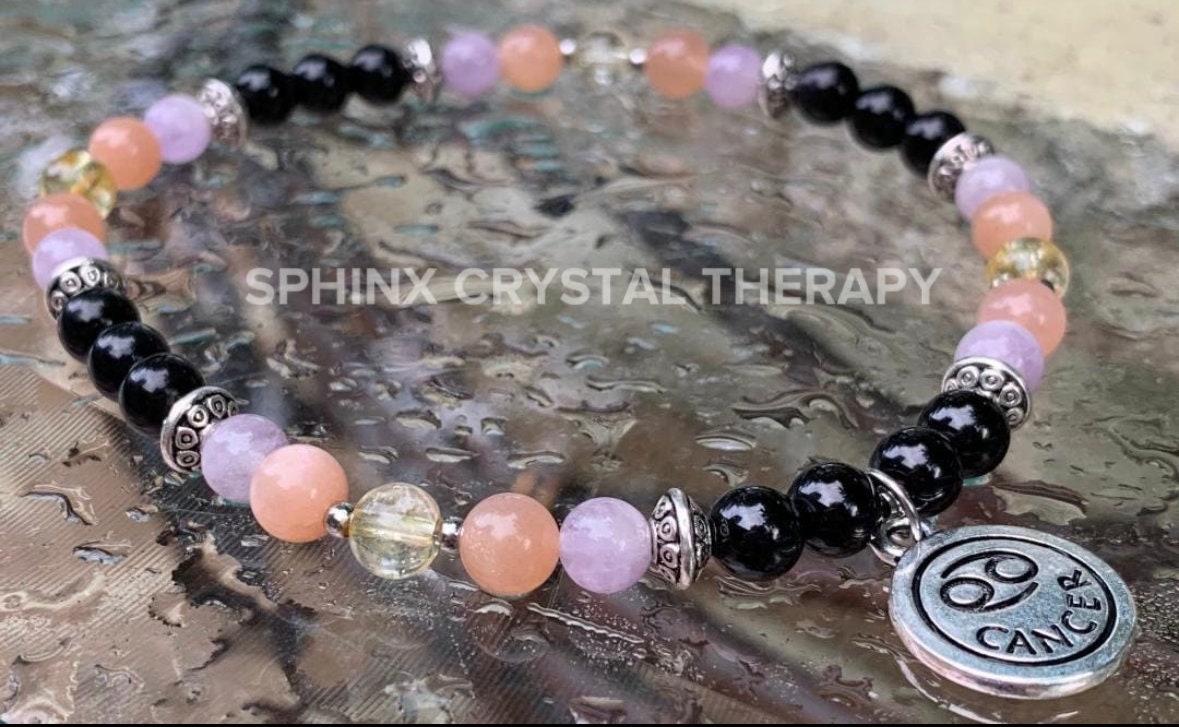 Cancer Sign Energy - Zodiac Horoscope " The Intuitive Cancer " June July Birthday - Real Quality Gemstones - Crystal Healing Anklet