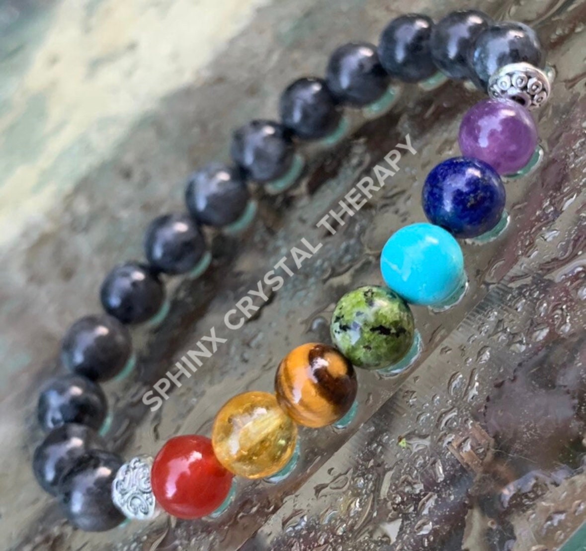 Chakra Balance - Negativity Protection - AAA High Grade Black Labradorite - Aura Shield - REAL Quality Crystal Healing Gemstone Bracelet