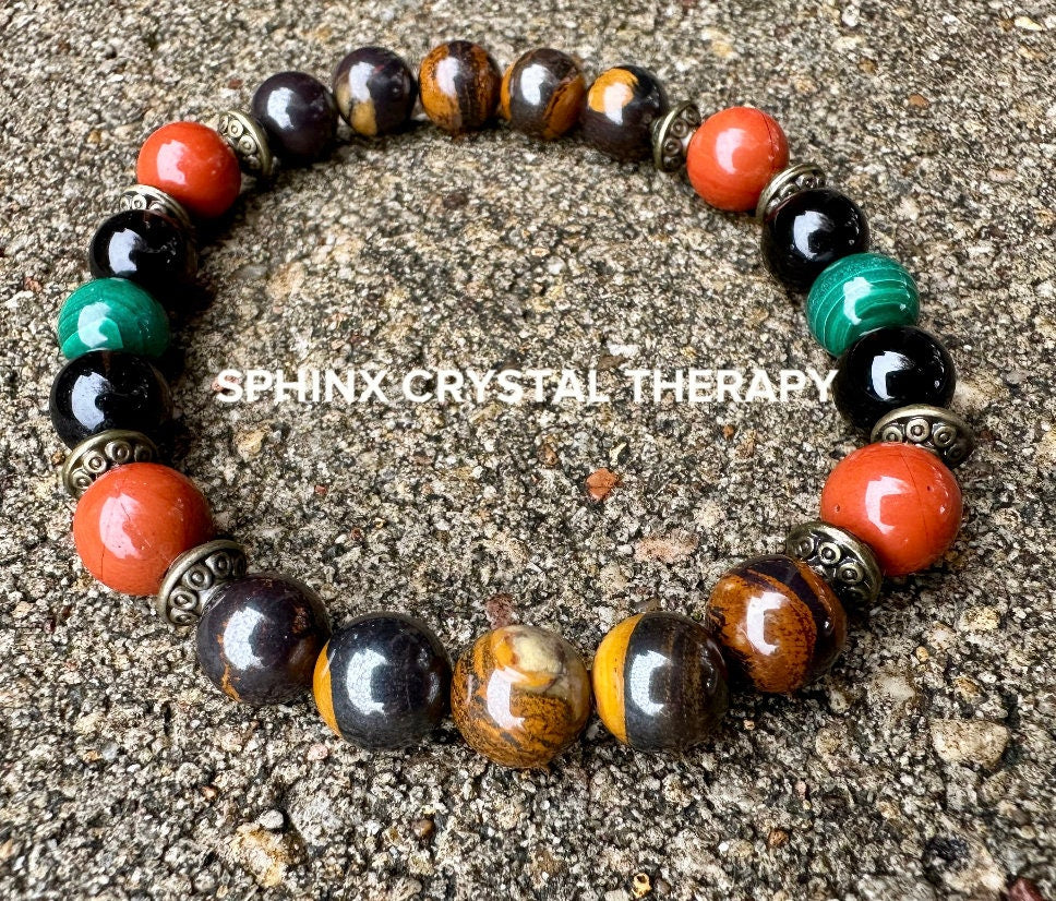 PTSD Trauma Recovery - Emotional Abuse Healing " The Strength Of Terra " Sadness - Depression - High Quality REAL Crystal Gemstone Bracelet