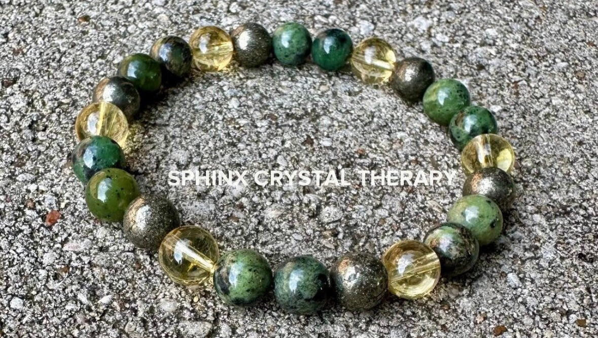 Manifest Wealth Fortune " Show Me The Money " Success Business Mindset Luck Crystal Therapy Bracelet