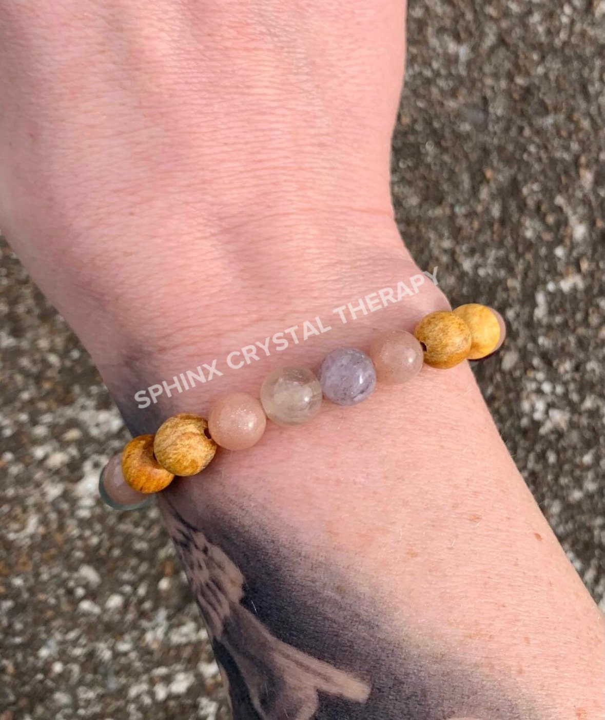 Focus " Goddess of Clarity " Stress & Anxiety support - Concentration - AAA Moonstone - Fluorite - Palo Santo Gemstone Crystal Bracelet
