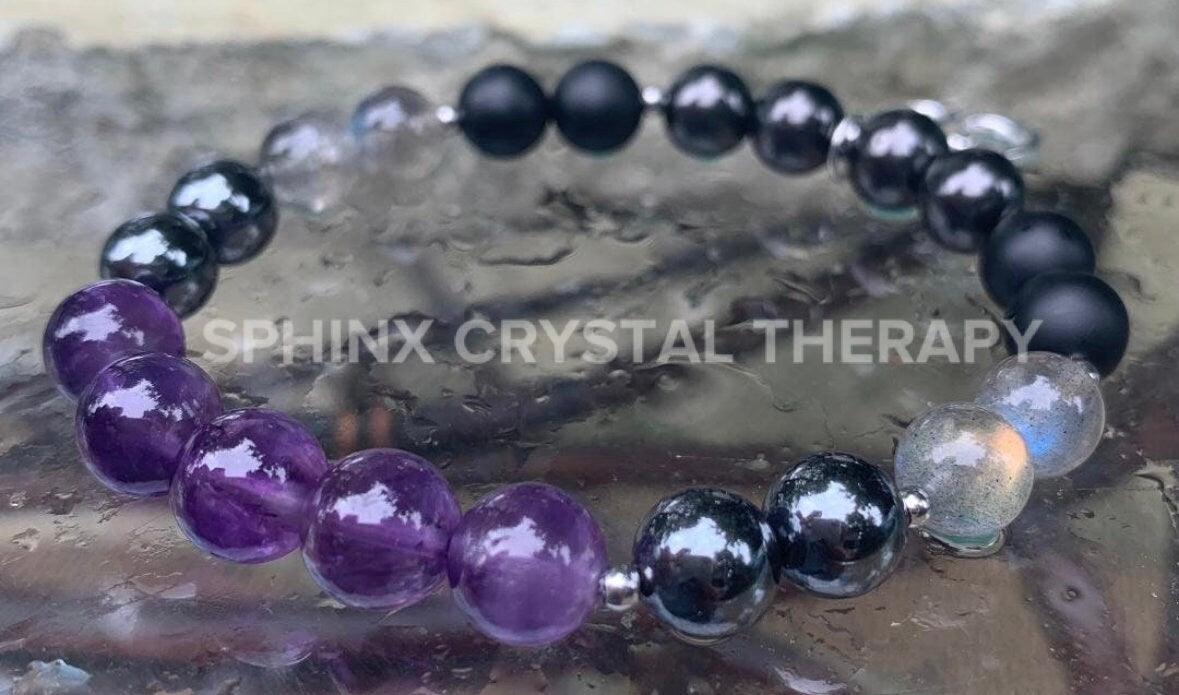 Negativity Shield - EMF Protection - Nope " Not Today " Anxiety Blocker - High Grade Shungite - Crystal Healing Gemstone Empath Bracelet
