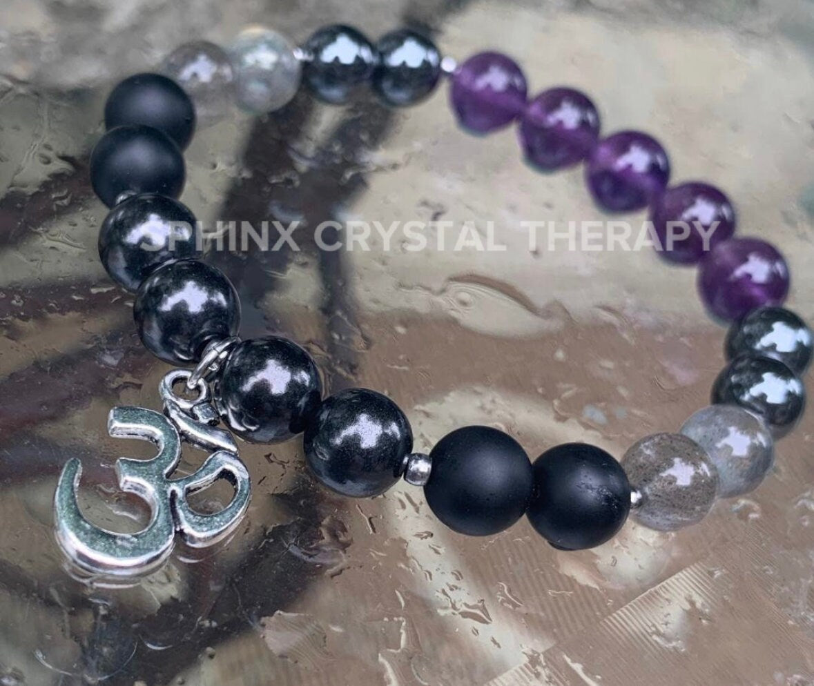 Negativity Shield - EMF Protection - Nope " Not Today " Anxiety Blocker - High Grade Shungite - Crystal Healing Gemstone Empath Bracelet
