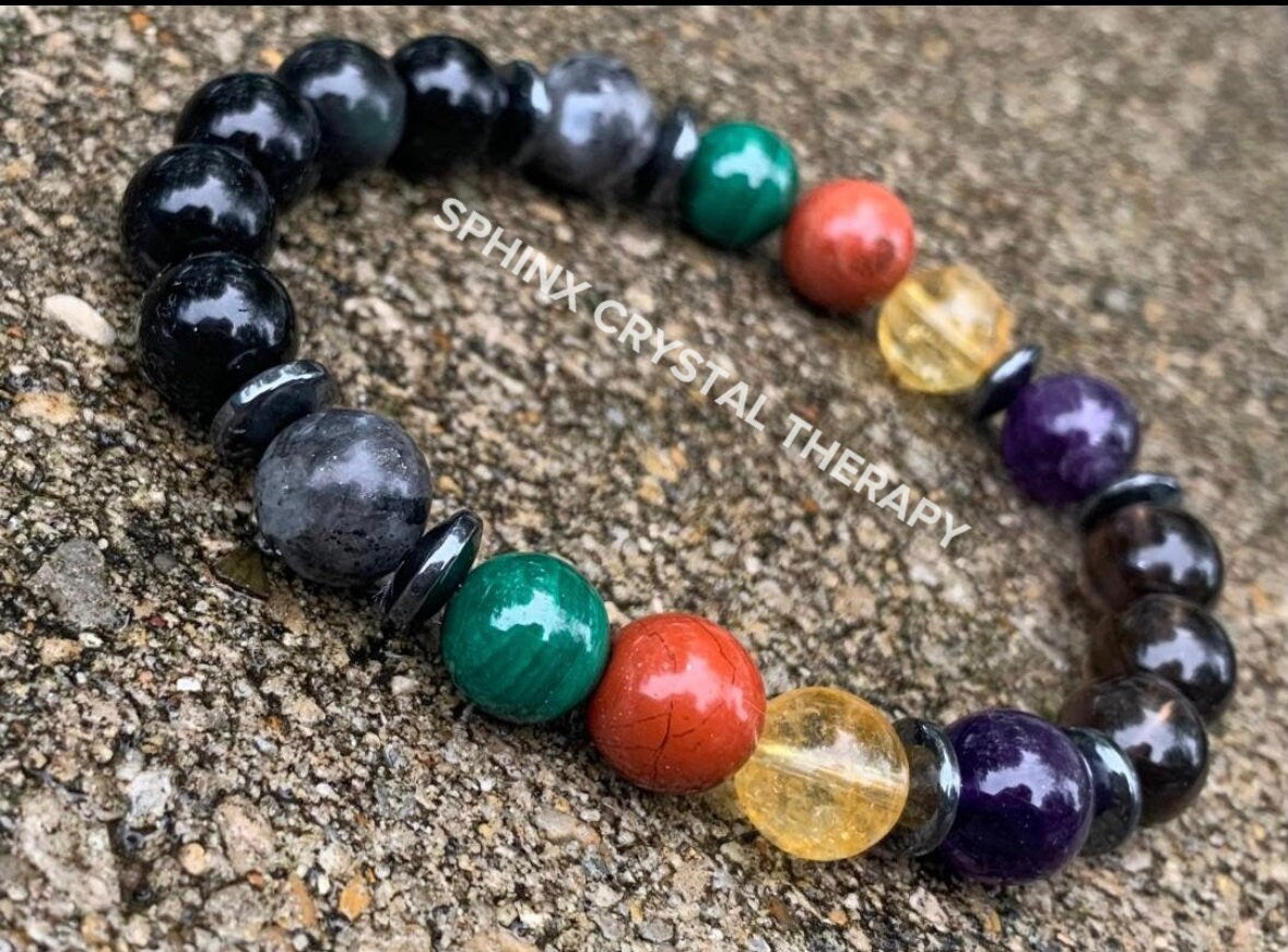 10MM Scorpio Energy " The Protector, Scorpio " October November Birthday - High Quality REAL Gemstones - Crystal Healing Astrology Bracelet