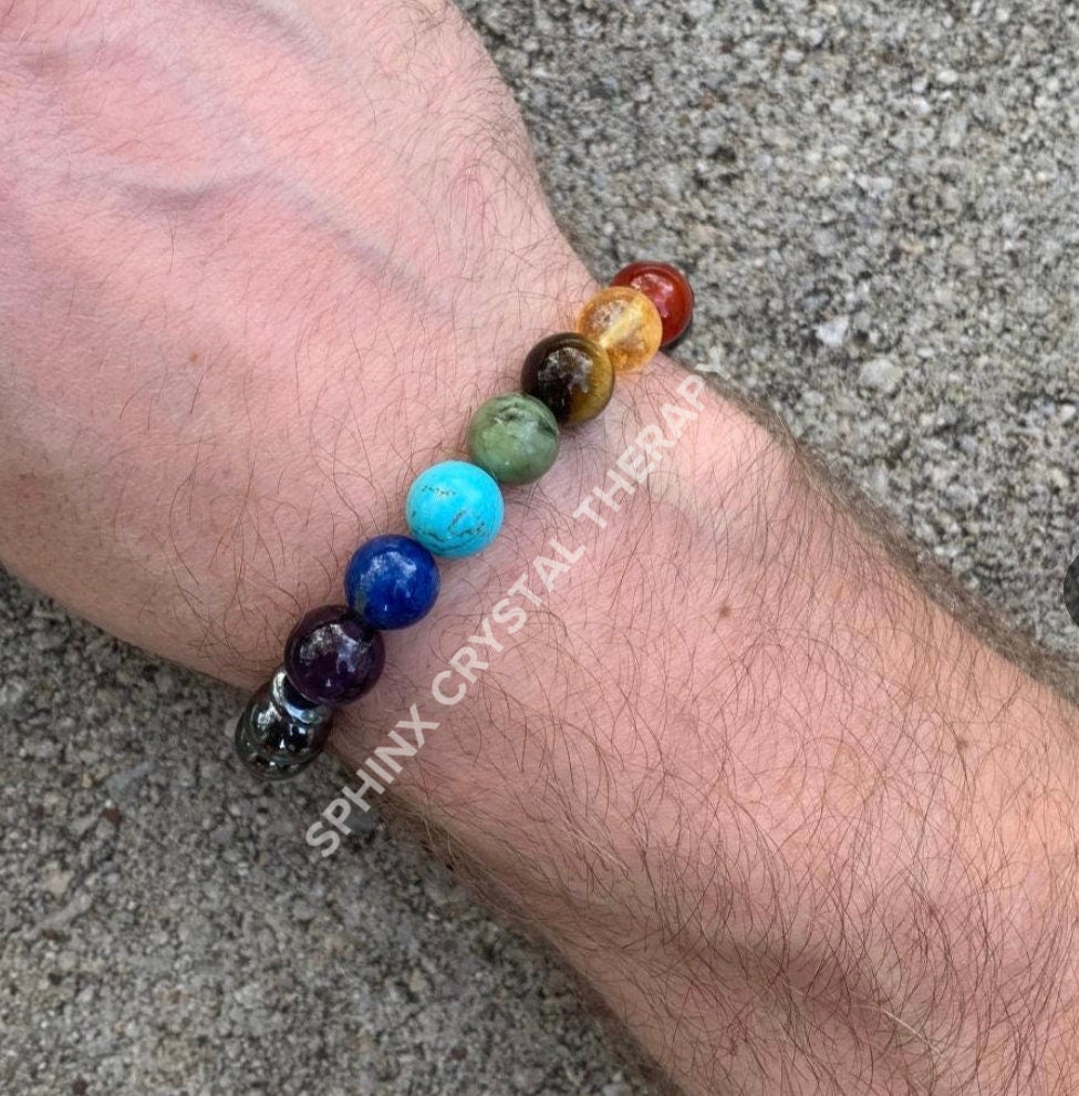 10MM Grounding Bracelet - Balance Chakra Energies - AAA High Grade Hematite - Protection & Strength - Crystal Healing Quality Gemstones