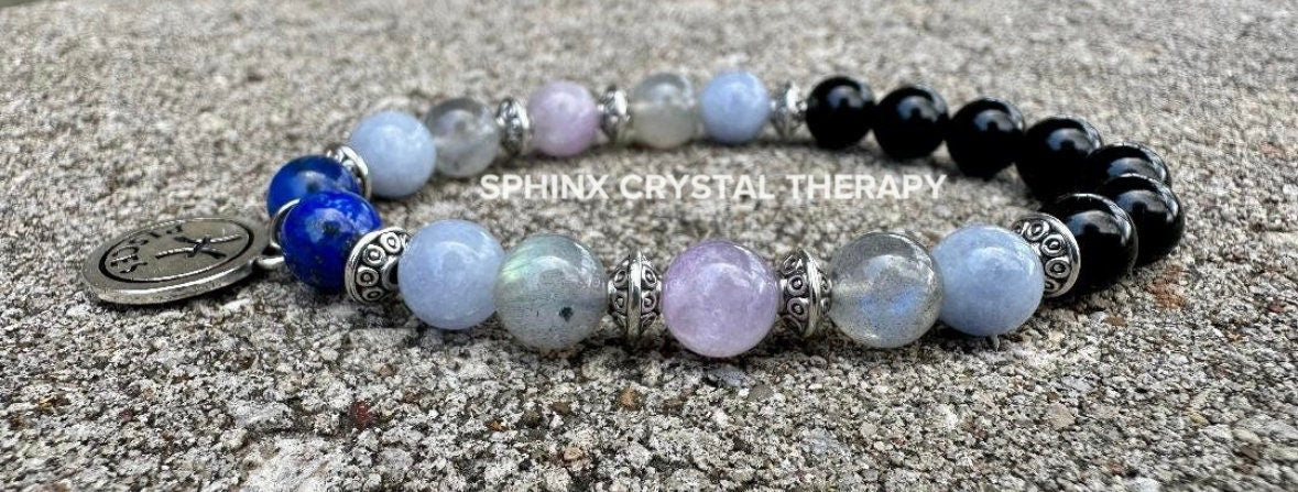 Pisces Energy - Zodiac Horoscope "The Compassionate Pisces" February March Birthday - Quality Gemstones - Crystal Healing Astrology Bracelet