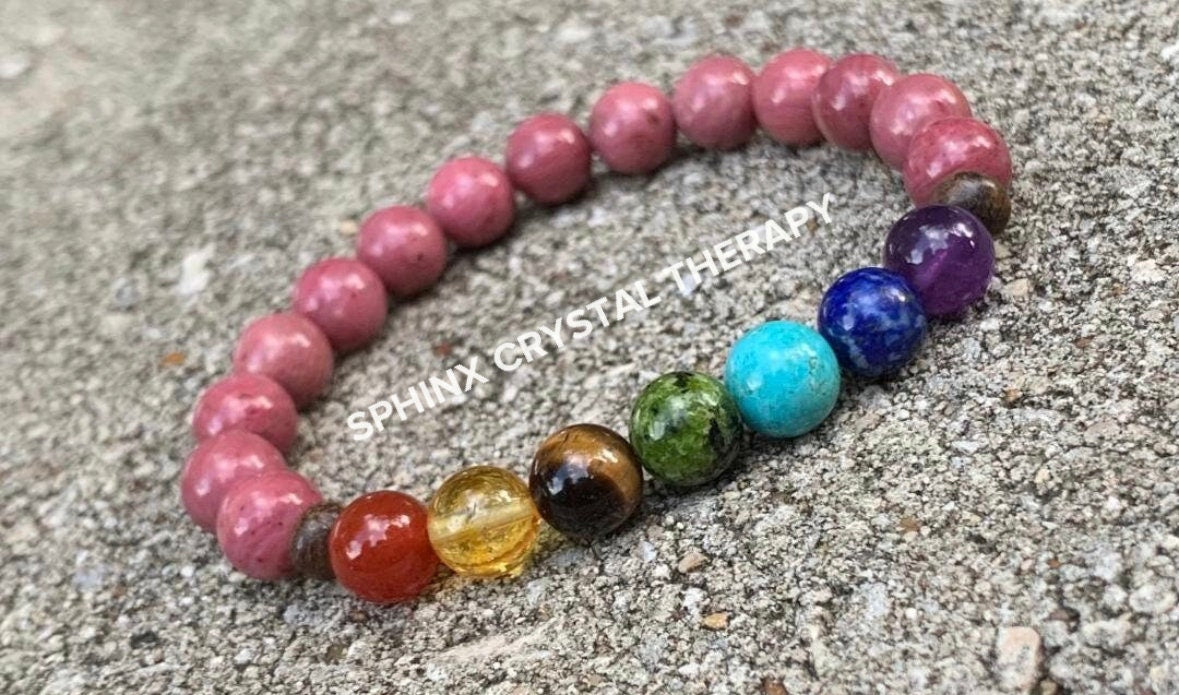 Chakra Balance - Self Love & Confidence Compassion - Spiritual Growth - Emotional Healing - Rhodonite Bronzite Quality Gemstone Bracelet