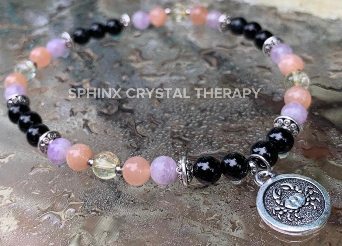 Cancer Sign Energy - Zodiac Horoscope " The Intuitive Cancer " June July Birthday - Real Quality Gemstones - Crystal Healing Anklet