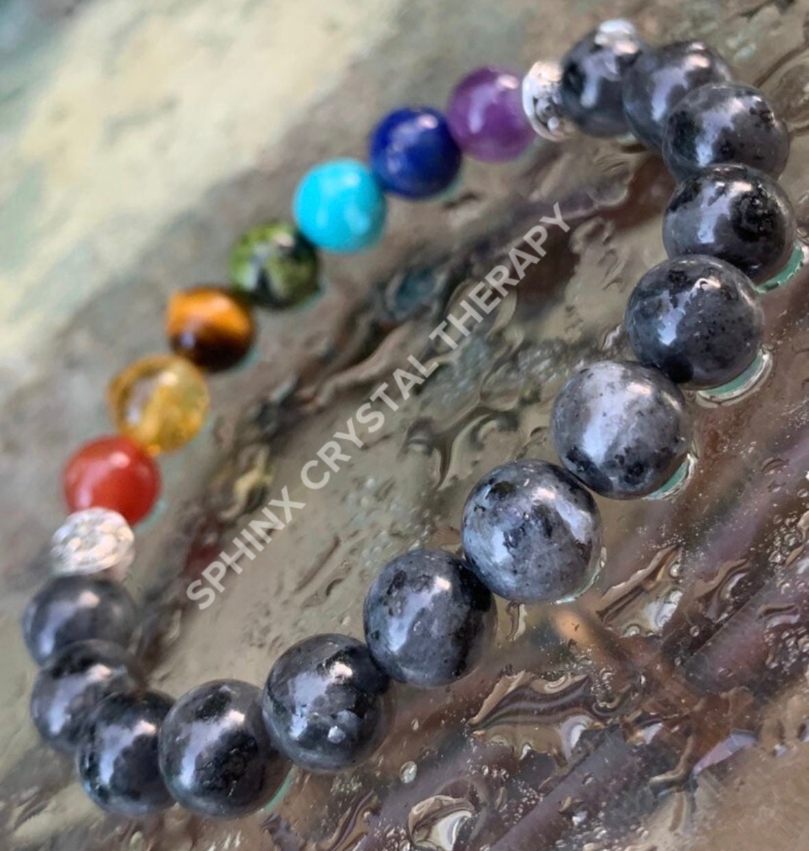 Chakra Balance - Negativity Protection - AAA High Grade Black Labradorite - Aura Shield - REAL Quality Crystal Healing Gemstone Bracelet