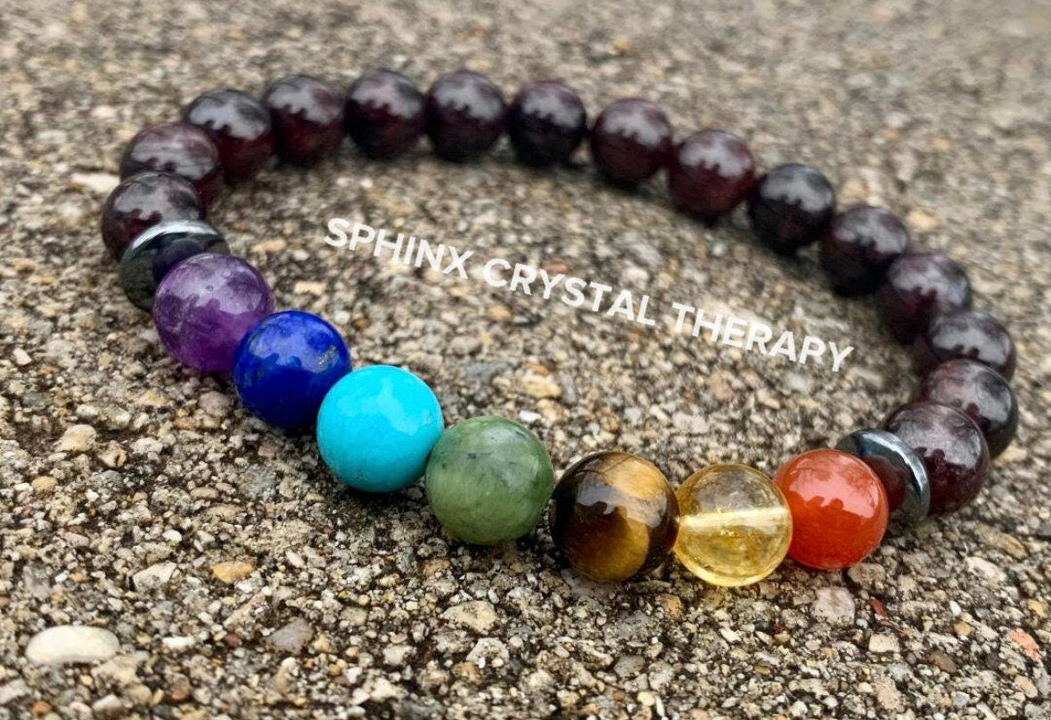 Mental Health - Determination - Creativity & Strength - Self Empowerment - Chakra Energy Bracelet - Never Give up - AAA Real Garnet Gemstone
