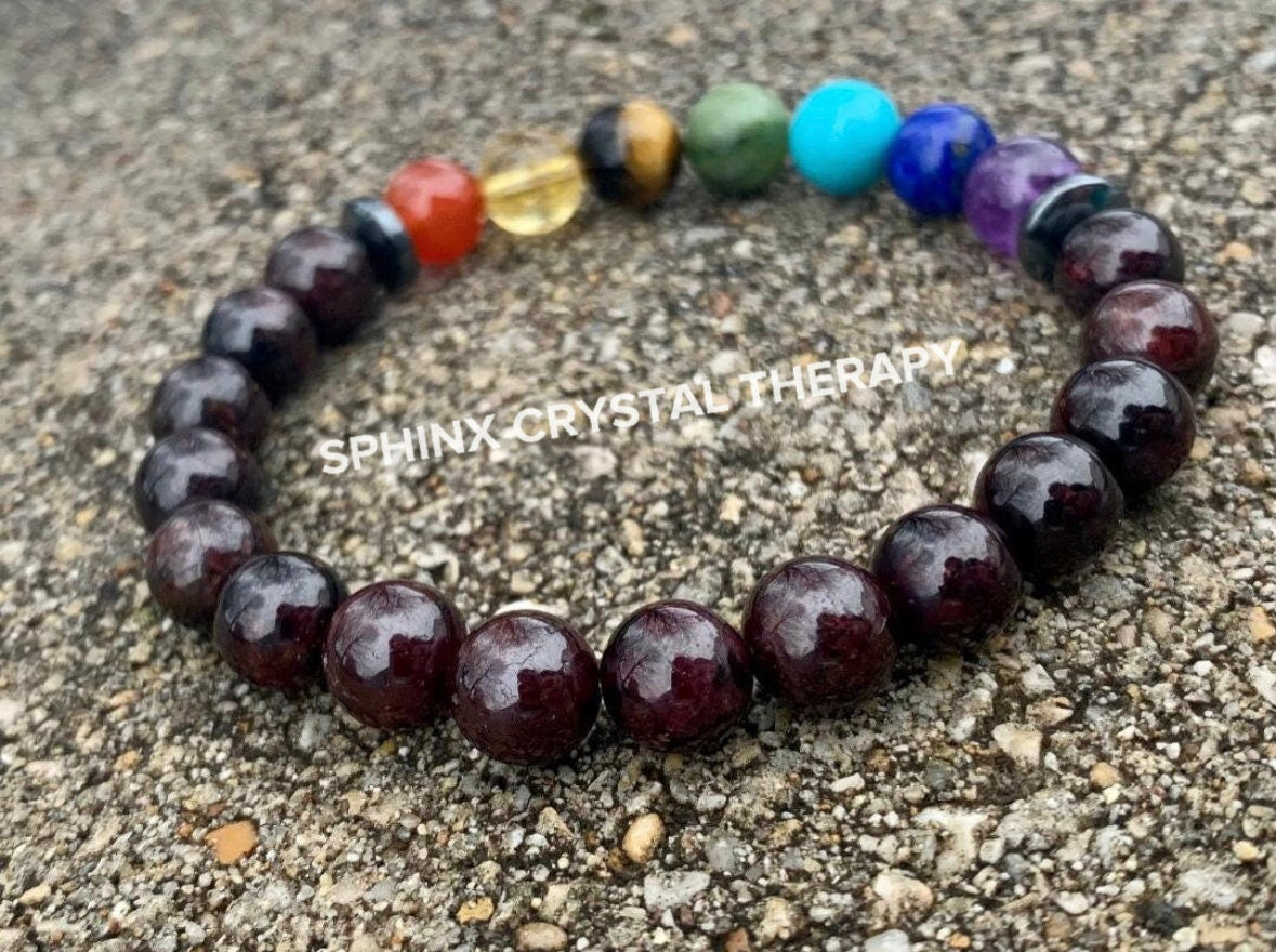 Mental Health - Determination - Creativity & Strength - Self Empowerment - Chakra Energy Bracelet - Never Give up - AAA Real Garnet Gemstone