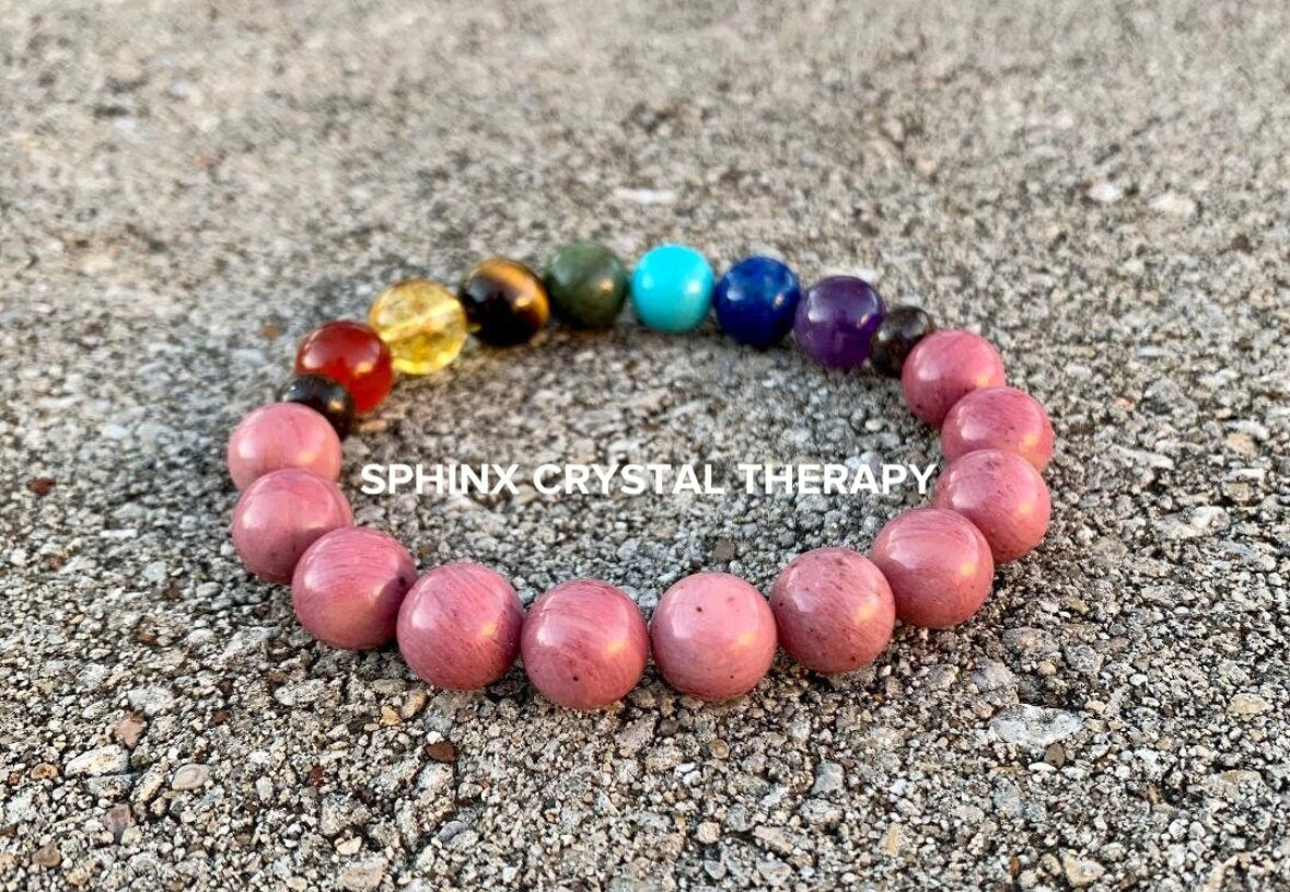 10MM Self Love, Confidence & Compassion - Chakra Stones - Spiritual Growth - Emotional Healing - AAA Rhodonite Quality Gemstone Bracelet