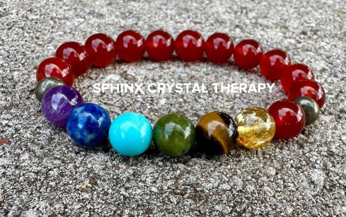 10MM Creativity & Strength - Chakra Balance - Protection - Motivation Drive - AAA Red Carnelian - Pyrite - Crystal Healing Gemstone Bracelet