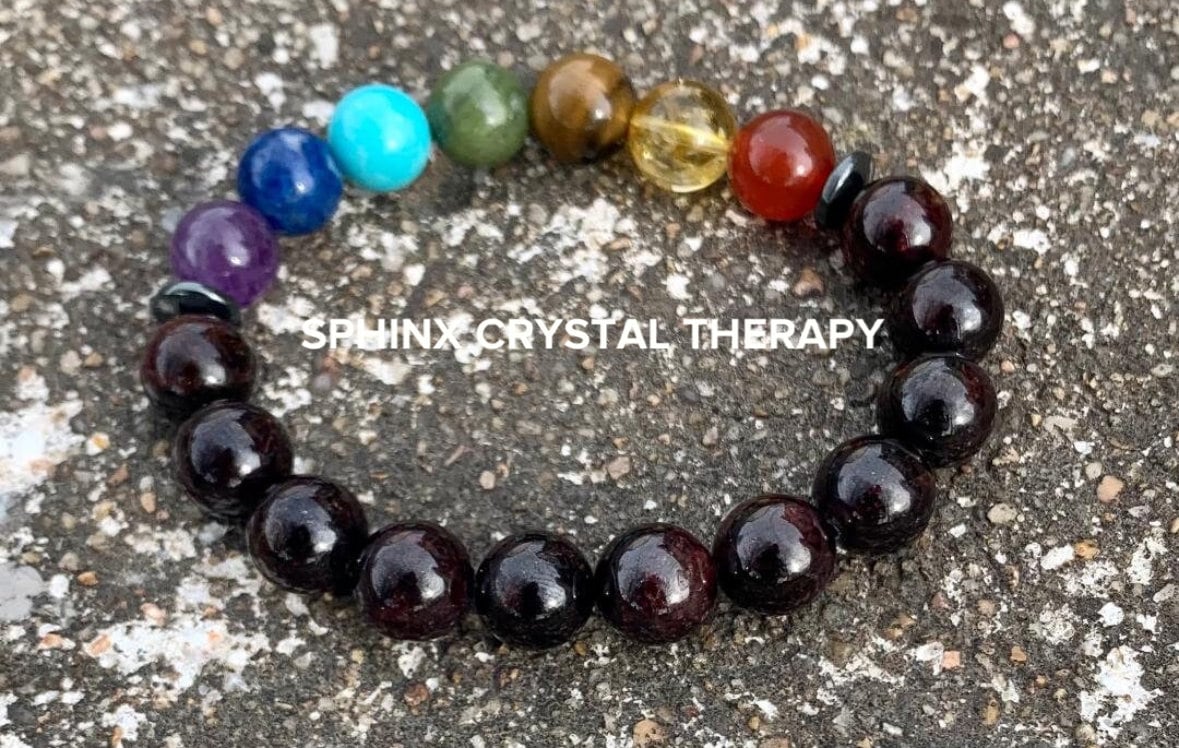 10MM Mental Health - Determination - Creativity & Strength - Self Empowerment - Chakra Energy Bracelet - Never Give up - AAA Garnet Gemstone