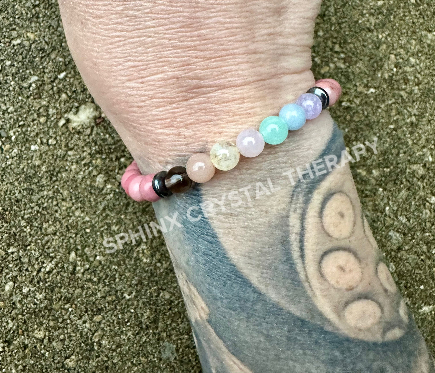 6mm Emotional Healing & Anxiety Support - PASTEL Chakra Stones - AAA Rhodonite - Peaceful Calming Energy - Crystal Healing Gemstone Bracelet