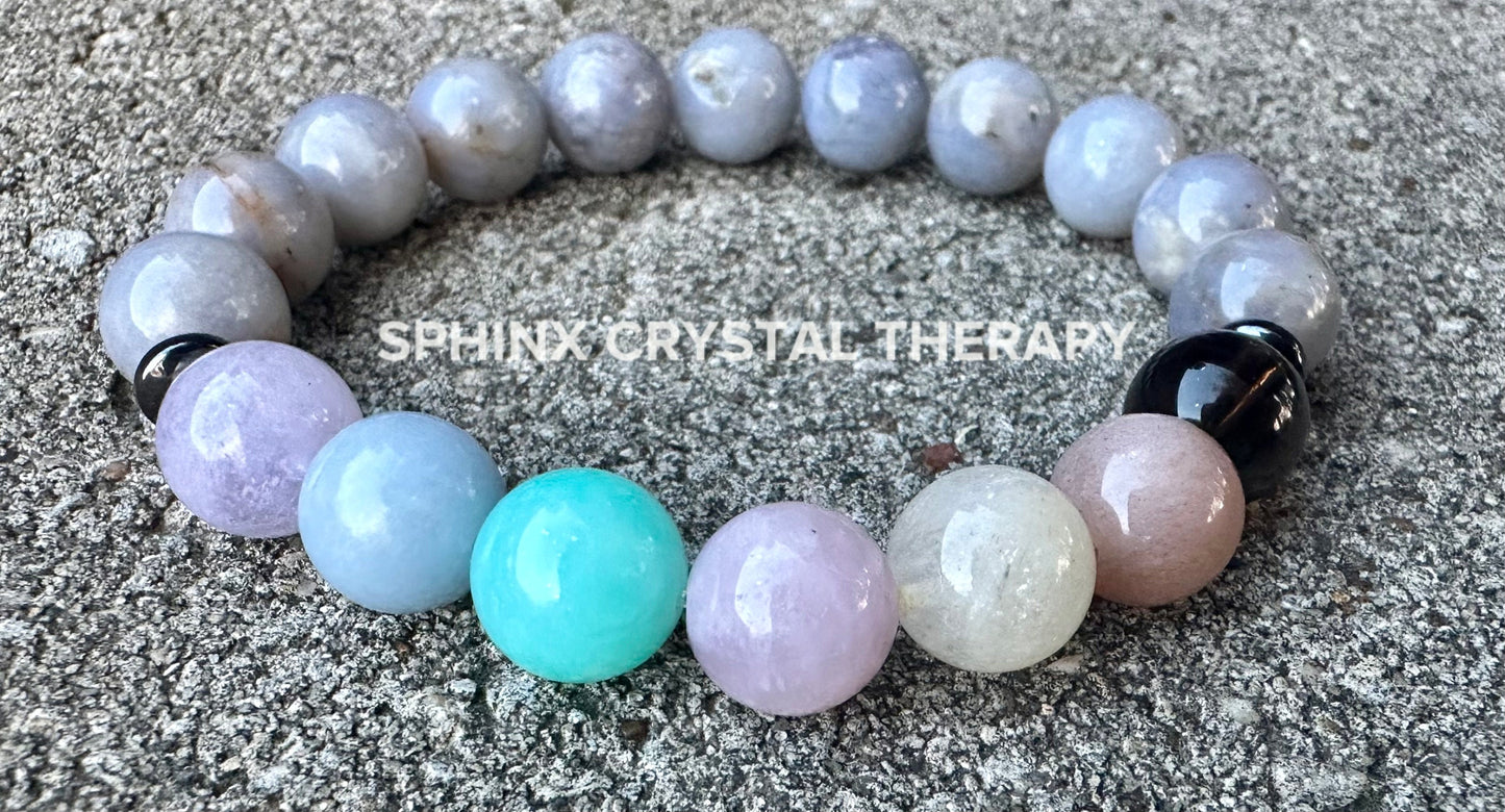 10mm RARE AAA Blue Rose Quartz - Self love & Emotional Healing - PASTEL Chakra Stones - Stress Anxiety Depression Support - Crystal Bracelet
