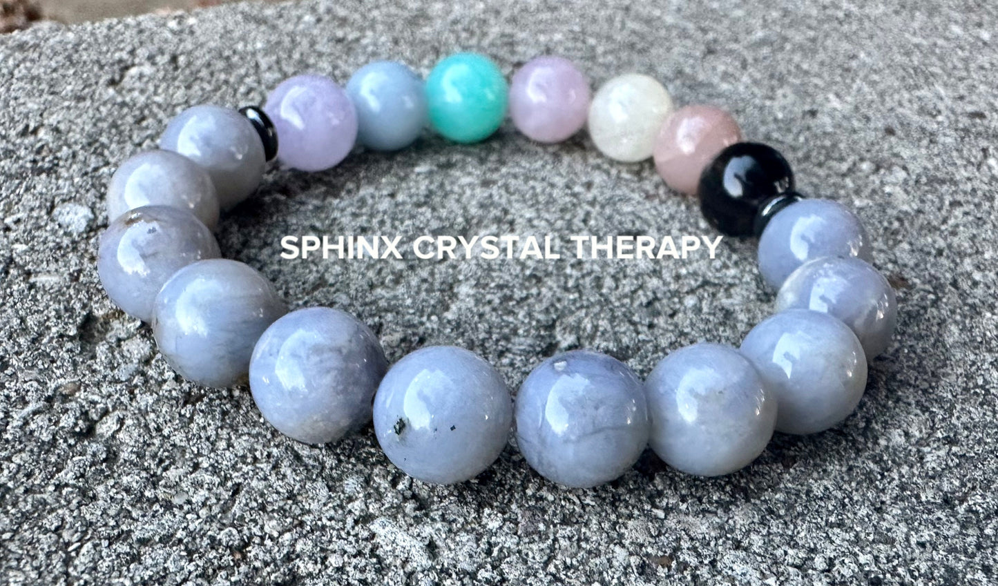 10mm RARE AAA Blue Rose Quartz - Self love & Emotional Healing - PASTEL Chakra Stones - Stress Anxiety Depression Support - Crystal Bracelet