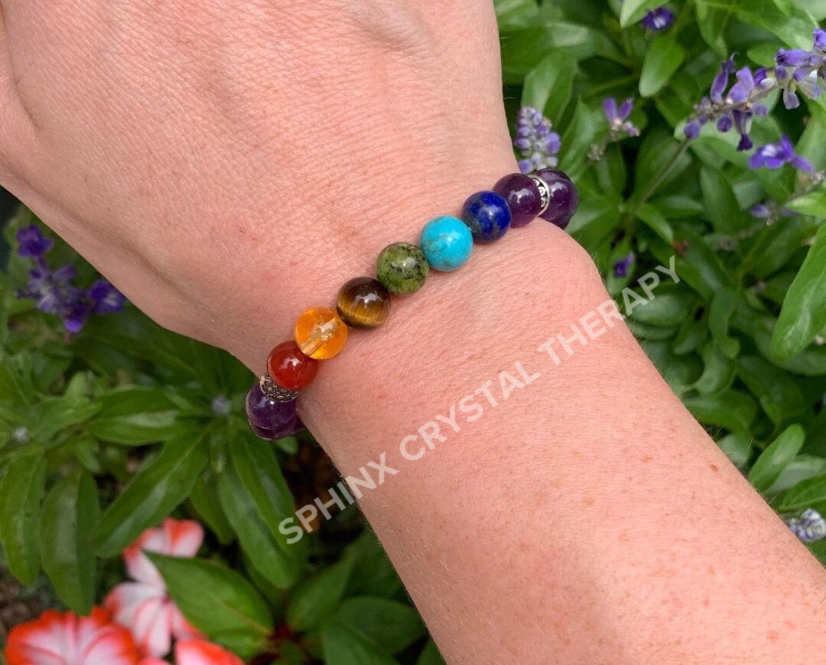 Chakra Balance - AAA High Grade Amethyst - Aura Cleansing - Intuition and Spiritual Growth - Real Quality Crystal Healing Gemstone Bracelet