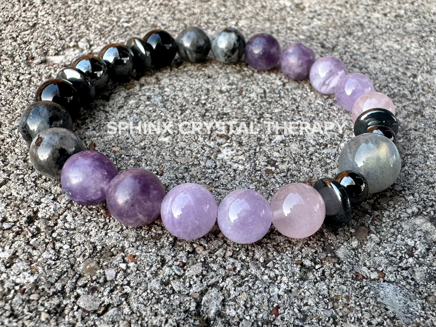 Empath Recovery " The Empath's ReCharge " Emotional Healing Sleep Highly Sensitive Crystal Therapy Bracelet Lepidolite Rose Quartz