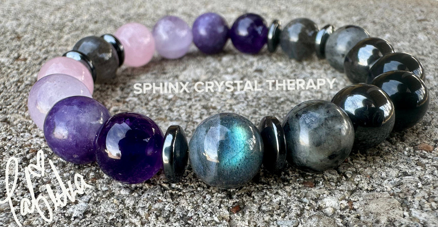 10mm Empath Recovery " The Empath's ReCharge " Emotional Healing - Sleep Rest Support - Anxiety & Stress - AAA Crystal Gemstone Bracelet