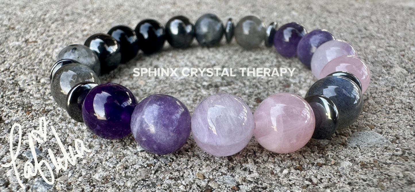 10mm Empath Recovery " The Empath's ReCharge " Emotional Healing - Sleep Rest Support - Anxiety & Stress - AAA Crystal Gemstone Bracelet