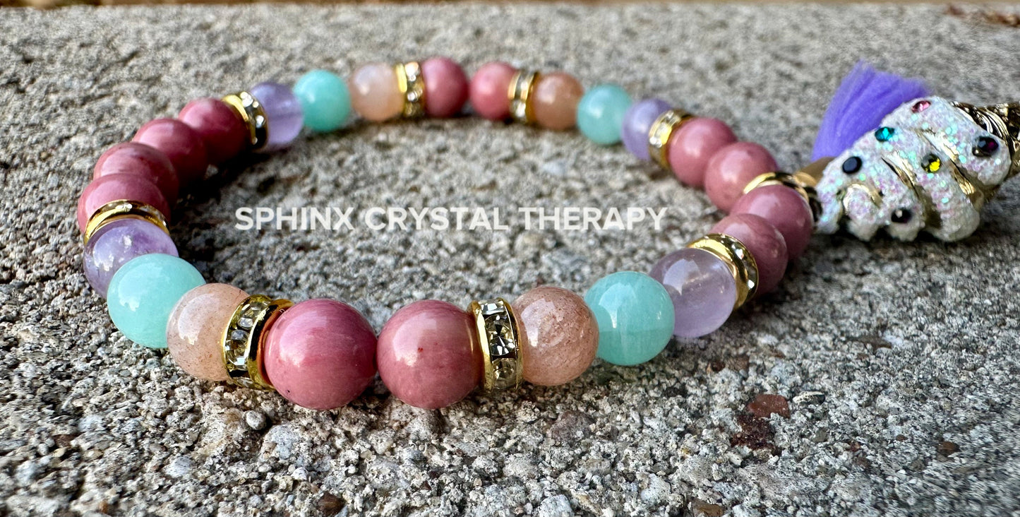 6mm Imagination - Childrens Empowerment " Dreams Come True " Protection & Self Love - Pastel Gemstones - REAL AAA Crystal Healing Bracelet