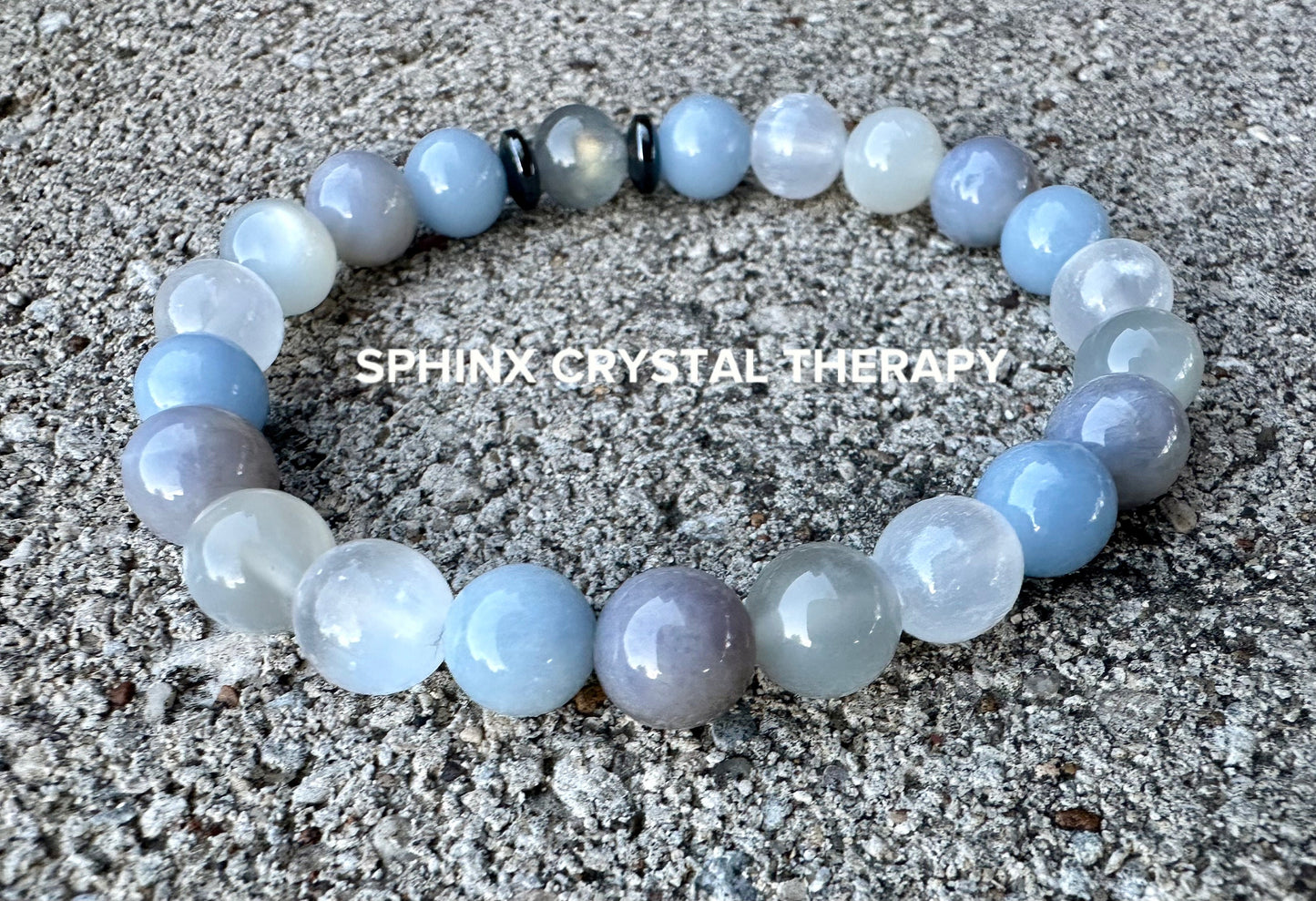 Emotional Healing - Grief & Depression Support " Angel in the Mist " AAA RARE Blue Rose Quartz - Moonstone - Angelite - Selenite - Bracelet