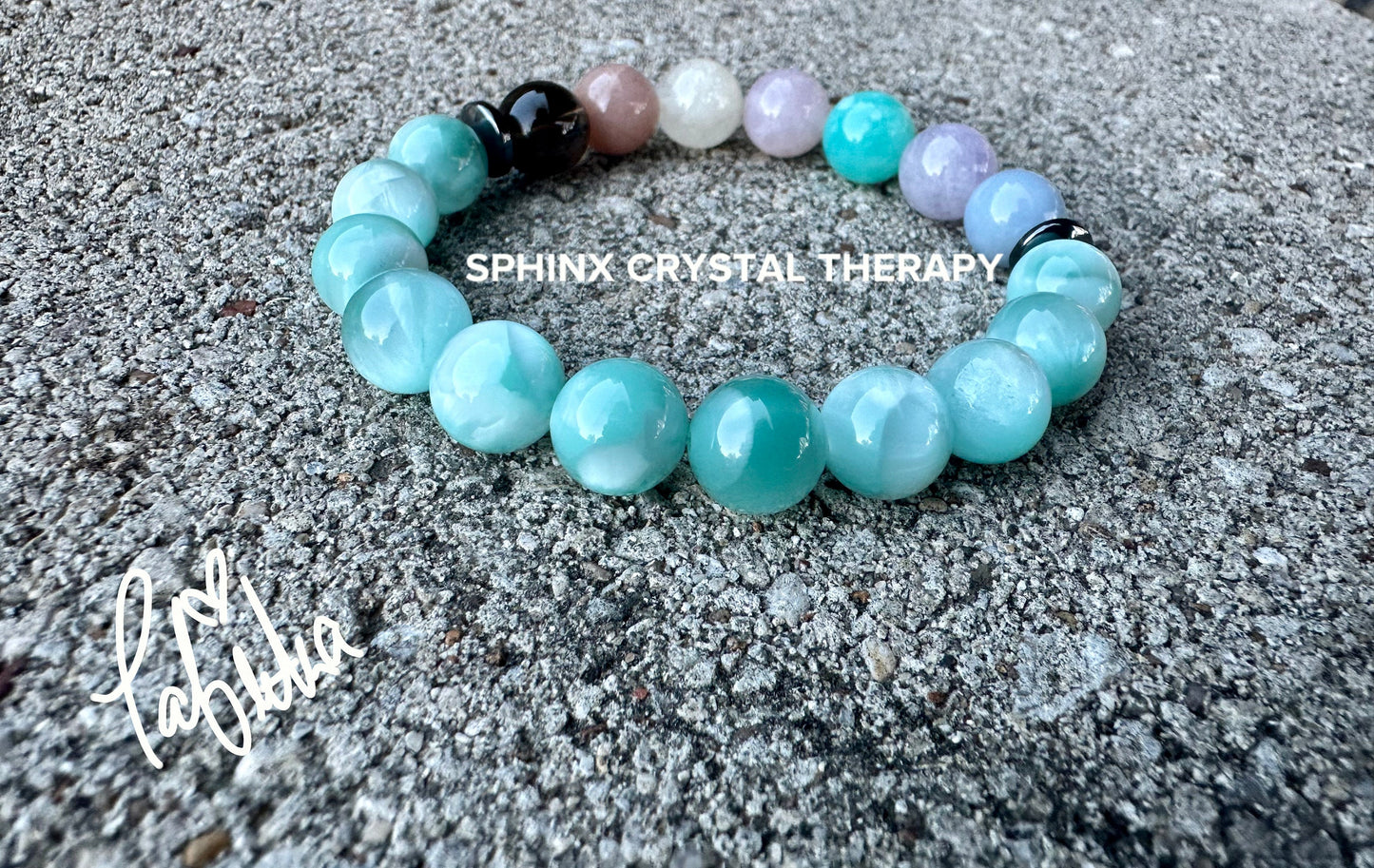 10mm RARE AAA Green Moonstone - Stress Relief & Anxiety Support - PASTEL Chakra Stones - Peaceful Energy - Crystal Healing Gemstone Bracelet