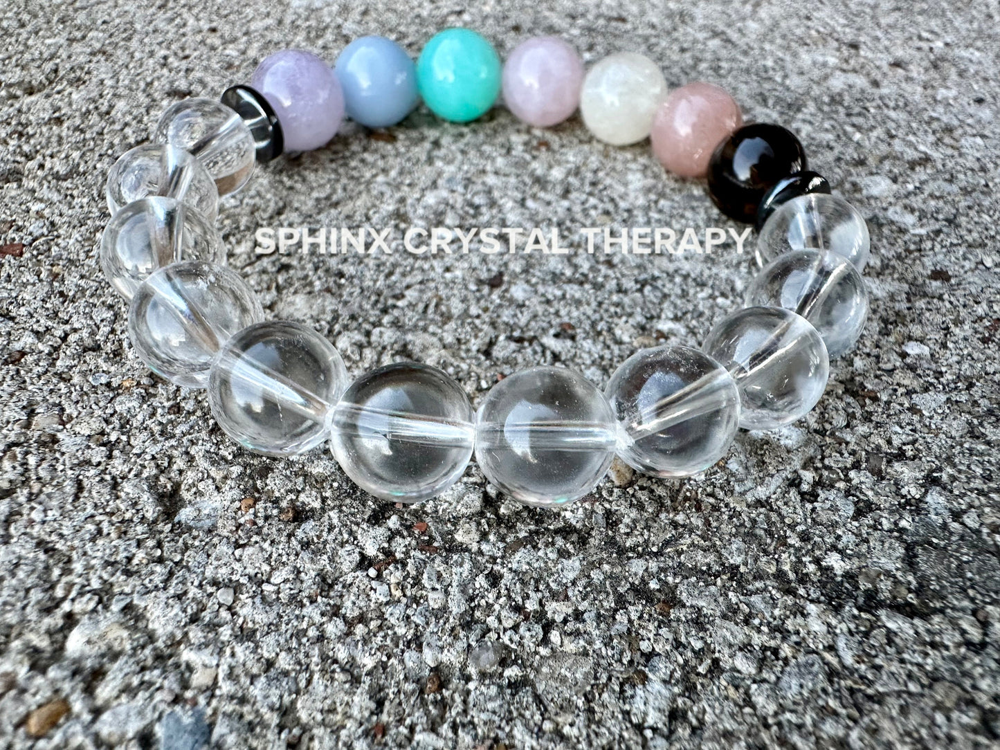 10mm Protection & Intuition - PASTEL Chakra Stones - Clear Quartz - High Vibration Stones - Crystal Healing Gemstone Bracelet - Higher Self