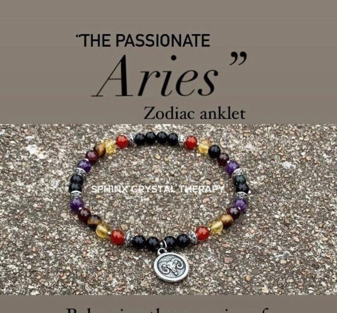 Aries Energy Anklet - Zodiac Horoscope " The Passionate Aries " March April Birthday - REAL Quality AAA Gemstones - Crystal Healing Bracelet