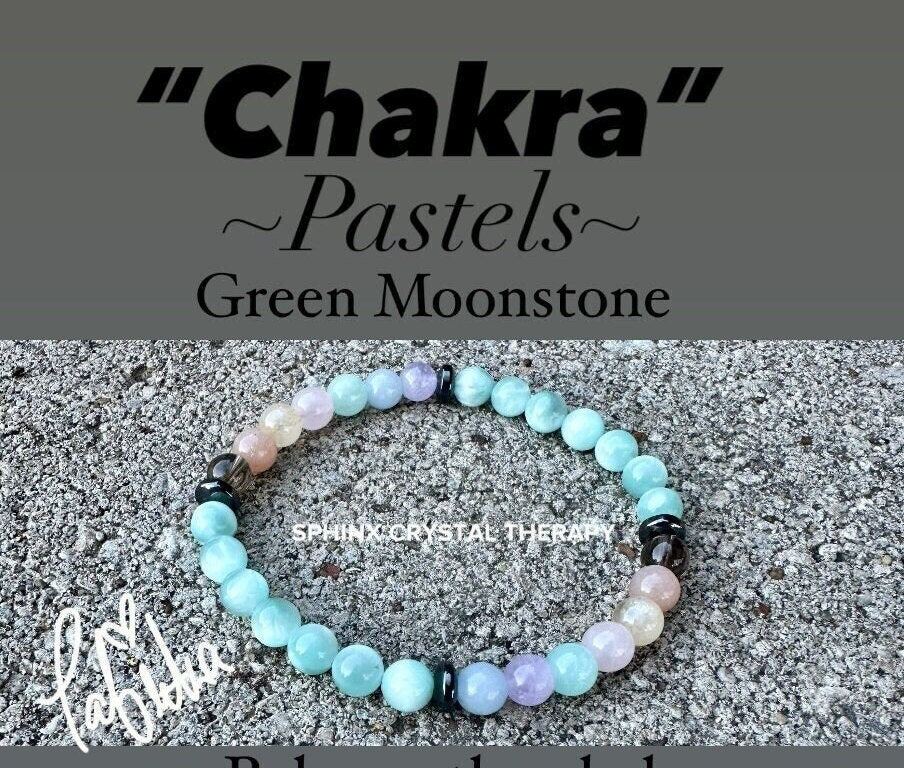 6mm RARE AAA Green Moonstone - Stress Relief & Anxiety Support - PASTEL Chakra Stones - Peaceful Energy - Crystal Healing Gemstone Bracelet