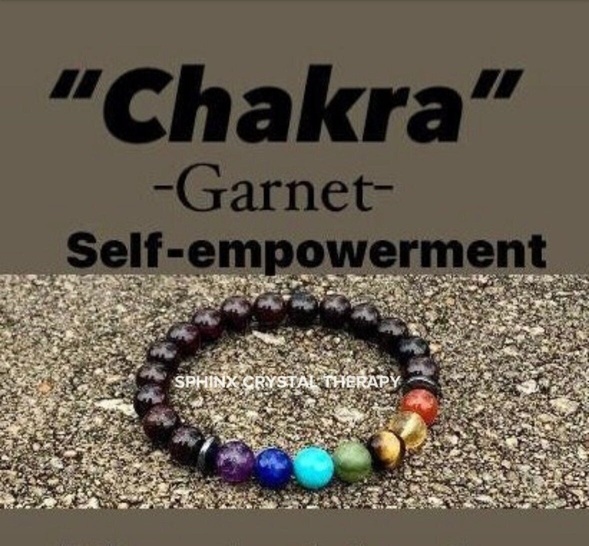 Mental Health - Determination - Creativity & Strength - Self Empowerment - Chakra Energy Bracelet - Never Give up - AAA Real Garnet Gemstone
