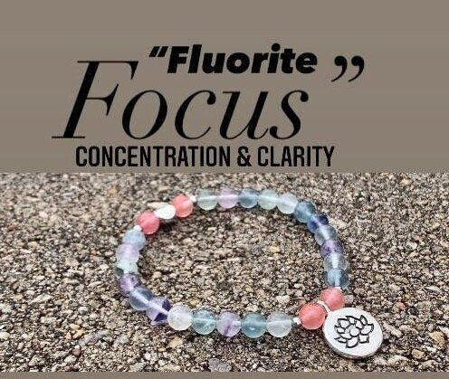 Concentration Confidence Mental Clarity " Fluorite Focus " Student Study Mercury Retrograde Crystal Therapy Holistic Healing Bracelet