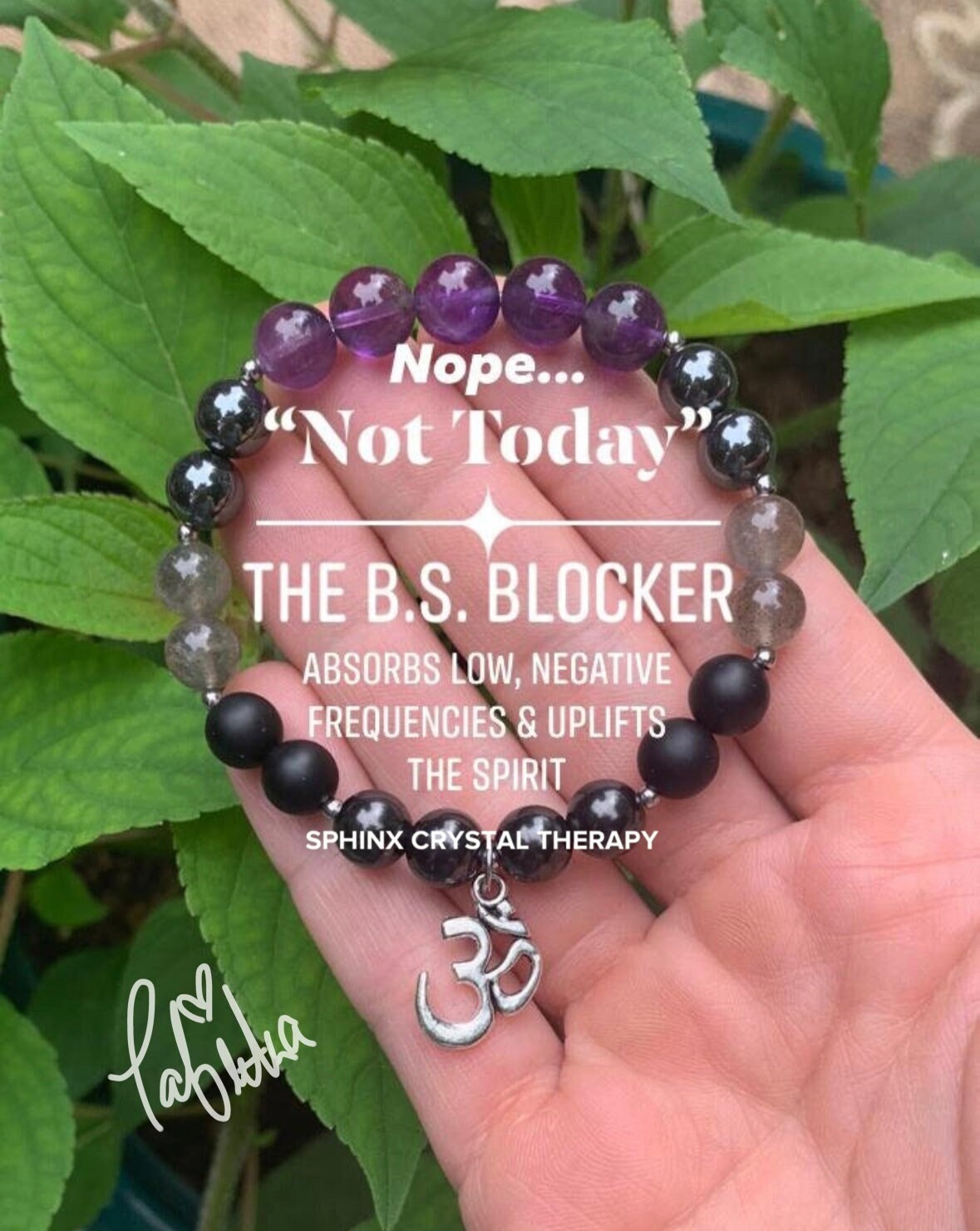 Negativity Shield - EMF Protection - Nope " Not Today " Anxiety Blocker - High Grade Shungite - Crystal Healing Gemstone Empath Bracelet