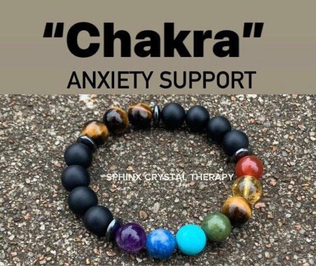 10MM Anxiety & Stress Support - Chakra Balance - Protection - Strength - Onyx - Tigers Eye - Hematite - Crystal Healing Gemstone Bracelet
