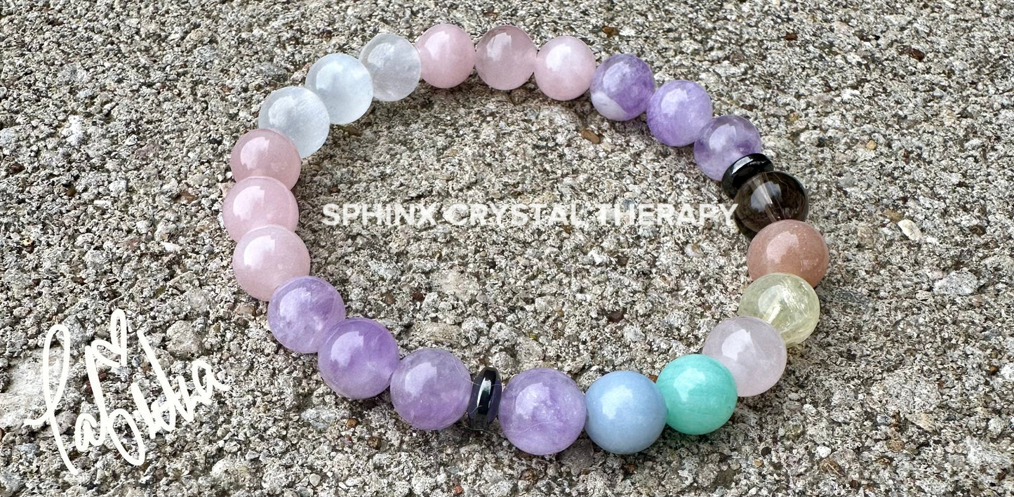8mm Anxiety Support - PASTEL Chakra Stones - AAA Lavender Amethyst - Rose Quartz - Calming Energy Gemstones - Crystal Healing Bracelet