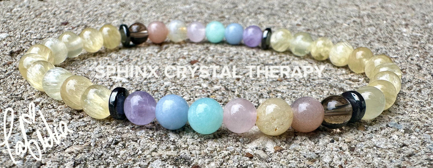 6mm RARE AAA Golden Selenite - Aura Protection & Intuition - PASTEL Chakra Stones - Manifest Higher Self - Crystal Healing Gemstone Anklet