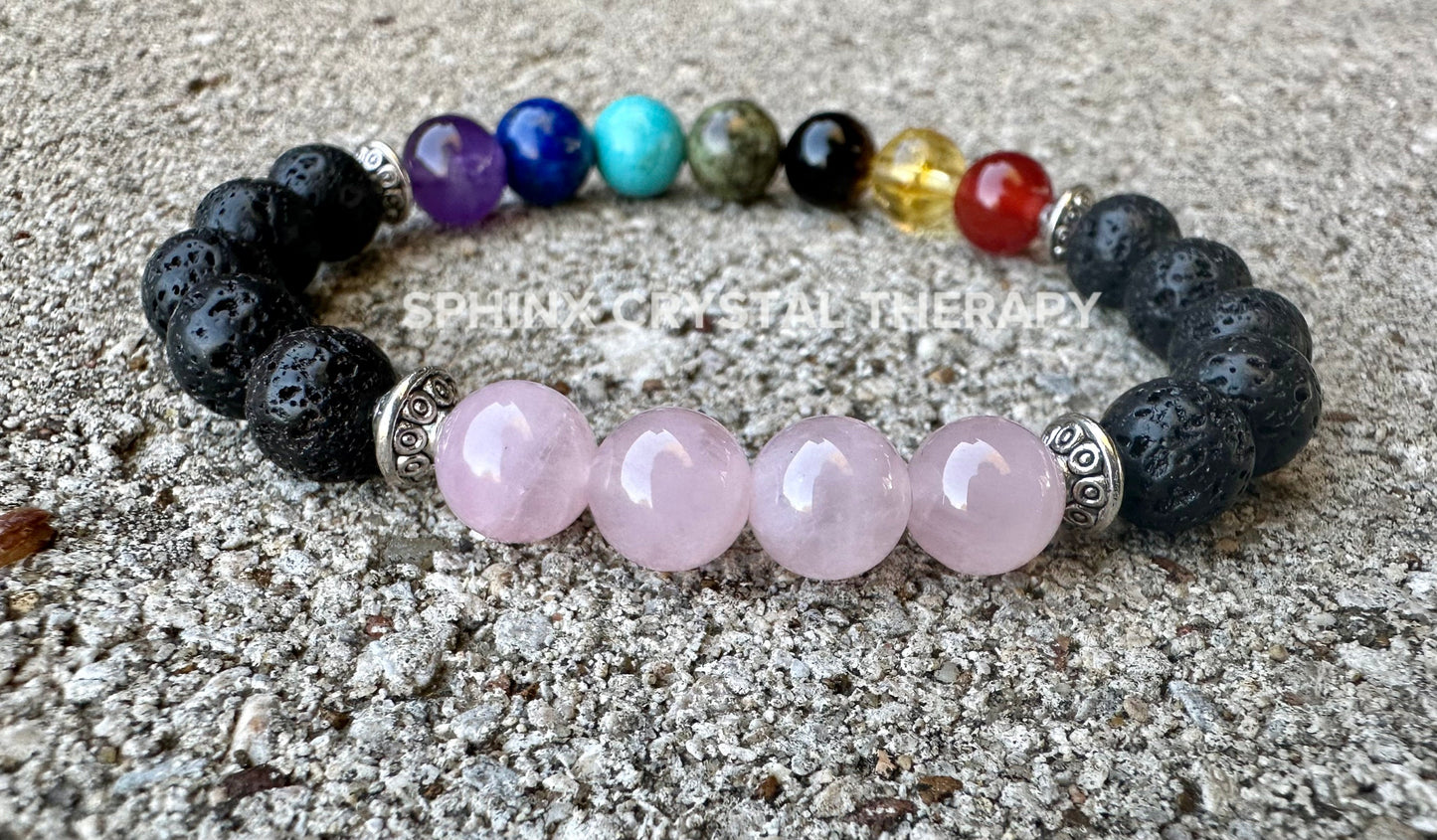 Chakra Balance - Rose Quartz - Self Love - Emotional Healing - Calming Stress Relief - REAL Quality Crystal Therapy Gemstone Bracelet