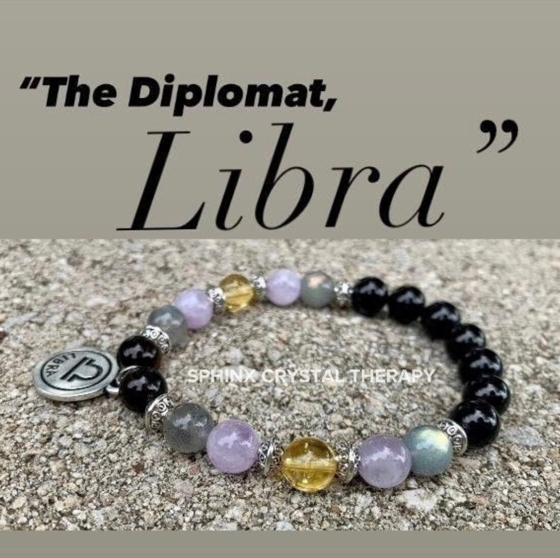 Libra Sign Energy - Zodiac Horoscope " The Diplomat , Libra " September October Birthday - Real Quality Gemstones - Crystal Healing Bracelet