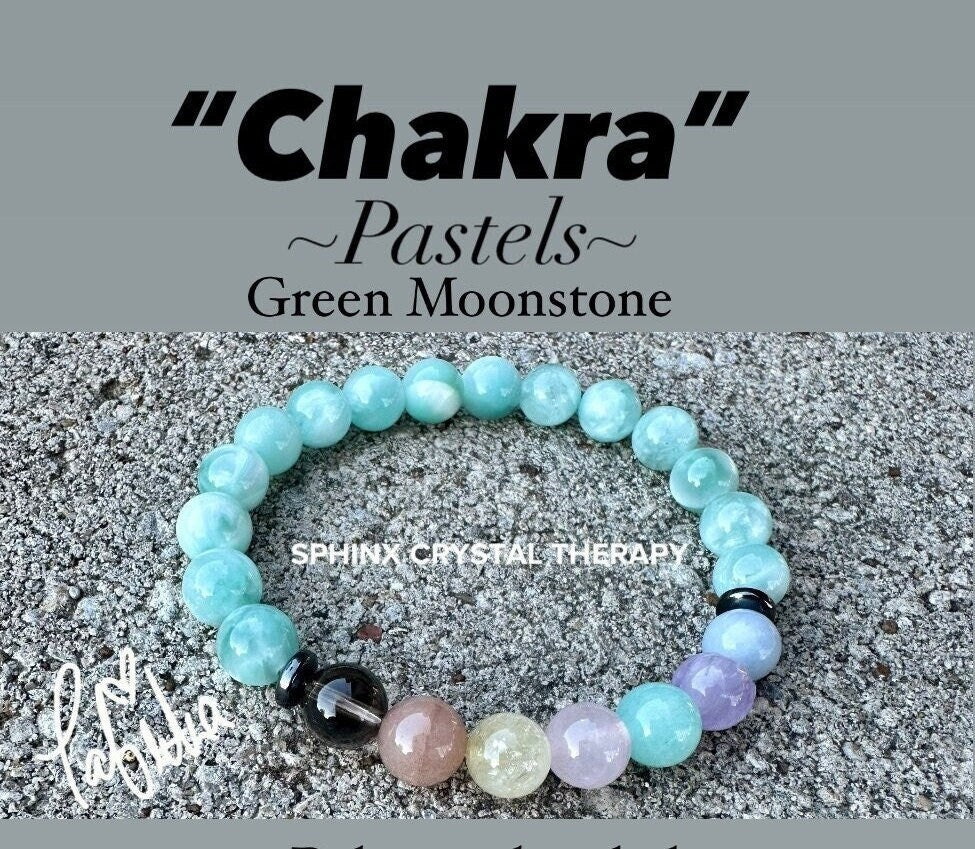 8mm RARE AAA Green Moonstone - Stress Relief & Anxiety Support - PASTEL Chakra Stones - Peaceful Energy - Crystal Healing Gemstone Bracelet