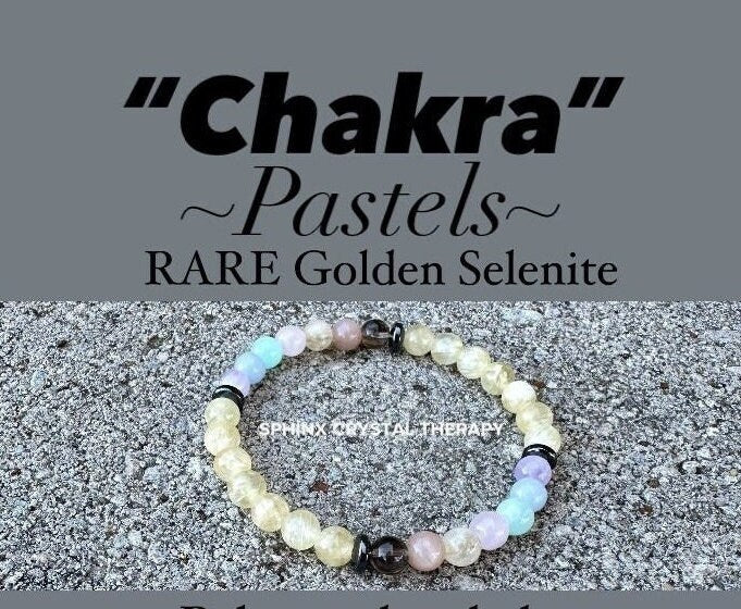 6mm RARE AAA Golden Selenite - Aura Protection & Intuition - PASTEL Chakra Stones - Manifest Higher Self - Crystal Healing Gemstone Bracelet