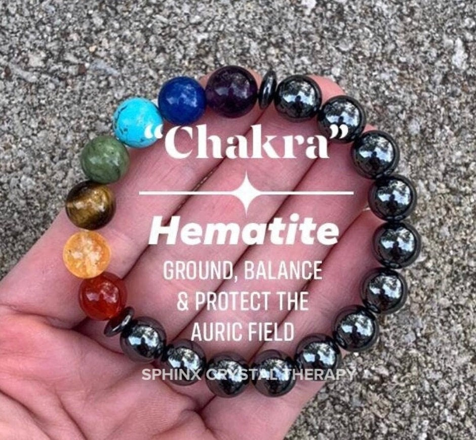 10MM Grounding Bracelet - Balance Chakra Energies - AAA High Grade Hematite - Protection & Strength - Crystal Healing Quality Gemstones