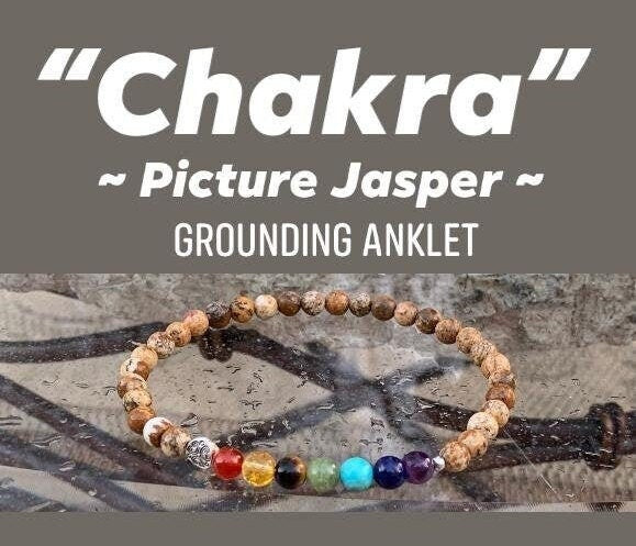 Chakra Balance Anklet - Grounding Picture Jasper - Grounded Connection to Earth - Crystal Healing - REAL Quality Gemstone Ankle Bracelet