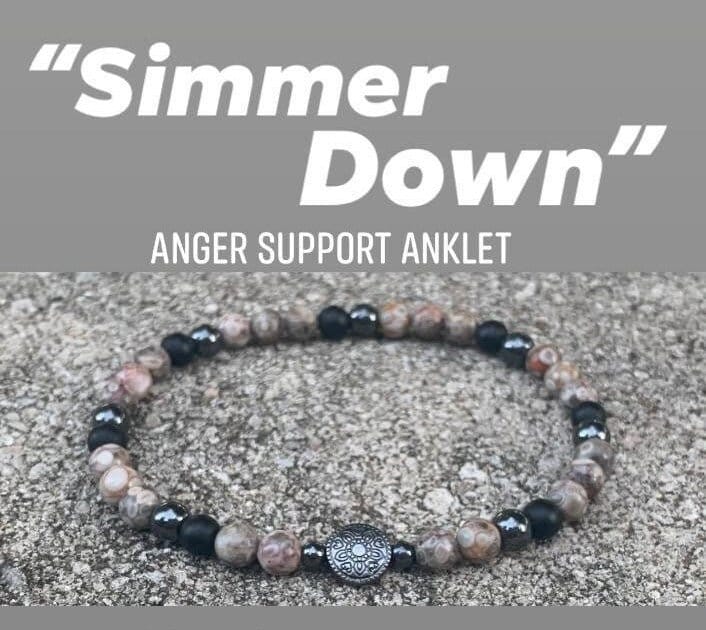 Temper Control & Patience - Calming Anklet " Simmer Down " Anger Help Spiritual Growth Crystal Therapy Holistic Healing Ankle Bracelet