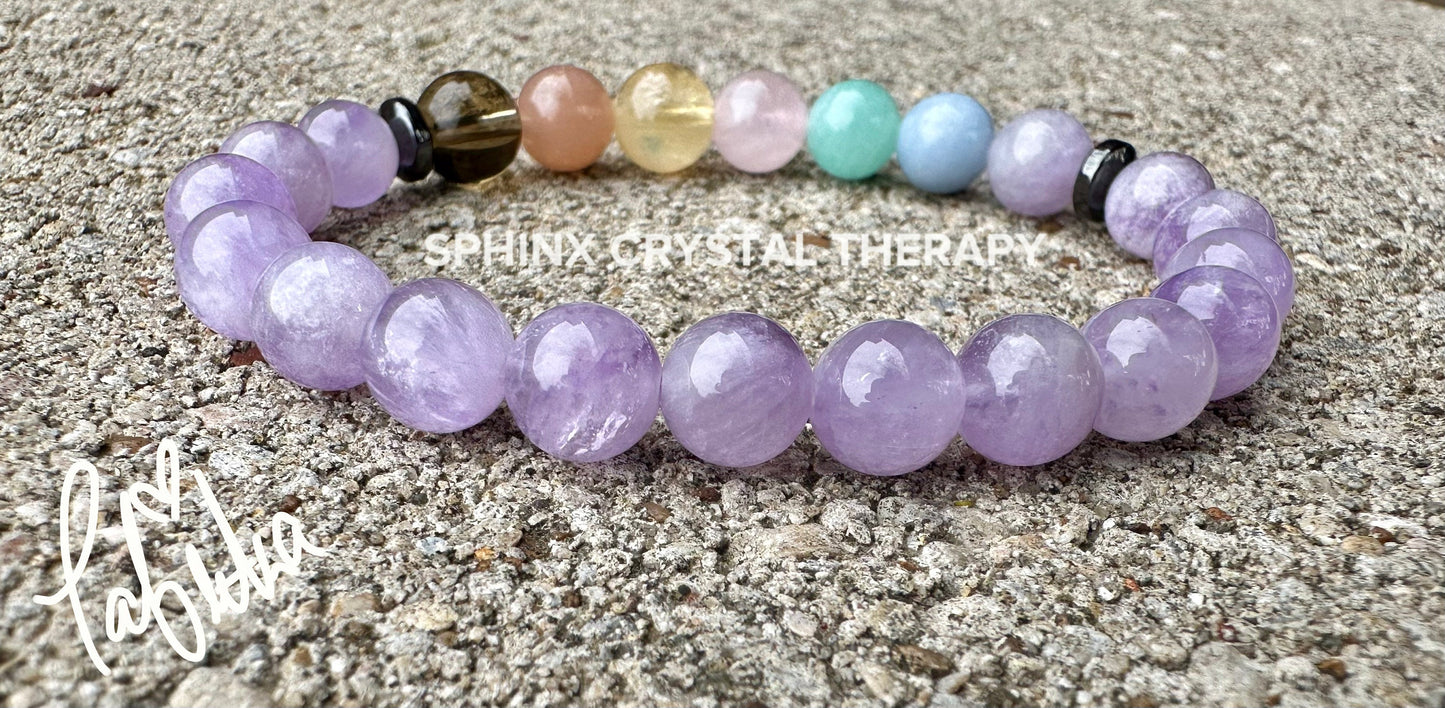 8mm Auric Protection & Intuition - PASTEL Chakra Stones - AAA Lavender Amethyst - High Vibration Stones - Crystal Healing Gemstone Bracelet